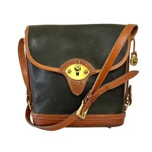 Vintage Dooney & Bourke Cavalry Spectator Black British Tan AWL P76 Shoulder Bag